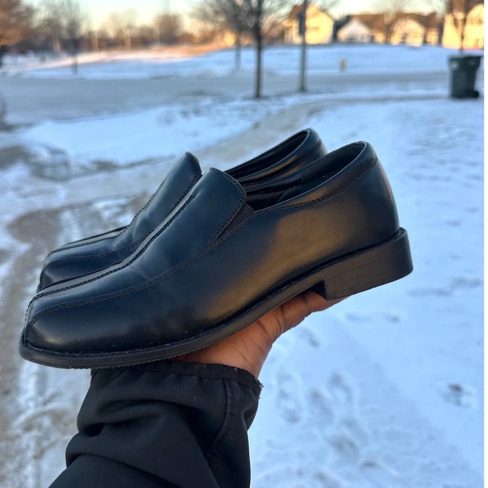 Stacy Adams Little Boys Slip On Faux Leather Loafers Size‎ 2 Black Dress Shoes